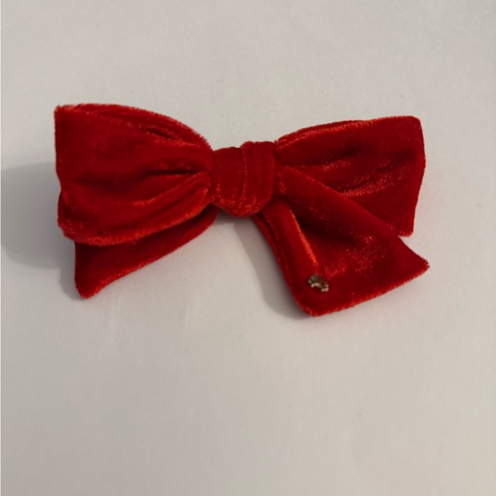 Lele Sadoughi Red Velvet Bow Hair Clip